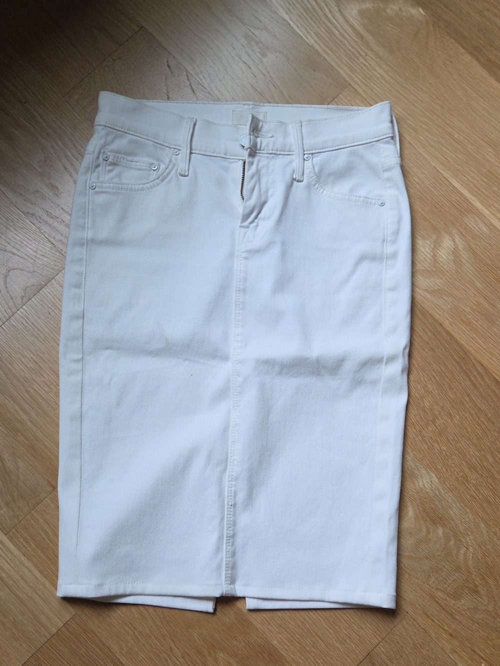 Mother The Peg Slit Skirt White Midi Skirt Waist 25
